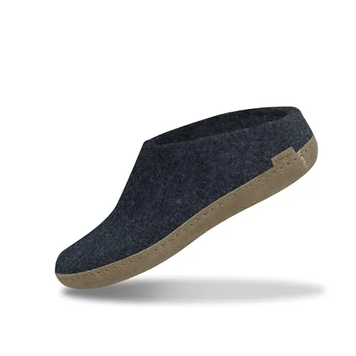 glerups dk Ledersohle Pantoffel - 100% Naturwolle Hausschuhe - Bequeme Pantoffeln aus reiner Naturwolle, die Gerüche effektiv neutralisieren. Ideal für entspannte Stunden zu Hause, Größe 38 EU.