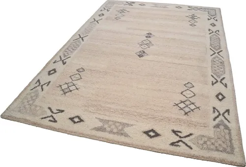 THEKO Wollteppich Royal Berber - Rechteckig, 18 mm Höhe, Edler Wohnteppich - Kurzflor-Teppich aus 100% reiner Wolle, handgetuftet mit Wollsiegelqualität. Ideal für Wohnzimmer und Schlafzimmer, strapazierfähig und wärmend.