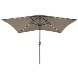 vidaXL Sonnenschirm mit LEDs und Stahl-Mast Taupe 2x3 m in lila von vidaXL