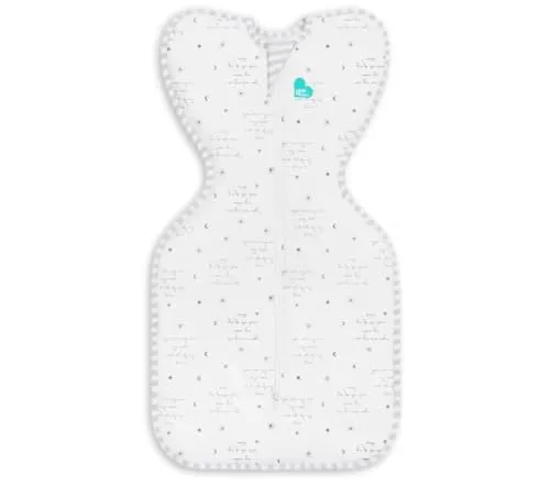 Love To Dream Baby-Schlafsack, Doppelreißverschluss für einfaches Windelwechsel, Arm-Up-Position, hüftgesund, leicht und atmungsaktiv, moderate Temperaturen (You Are My White, Größe S (1–3 Monate))