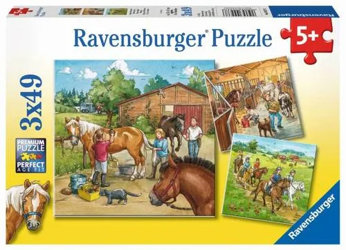 Ravensburger Kinderpuzzle - 09237 Mein Reiterhof, 3x49 Teile Set für Kinder ab 5 Jahren, fördert Motorik und Konzentration mit bunten Motiven
