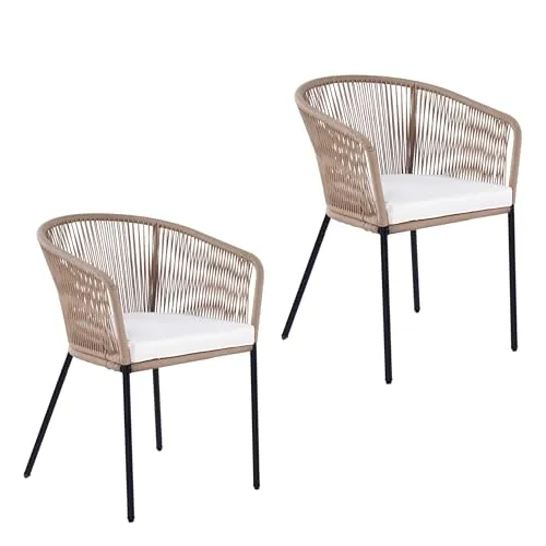 ESTEXO Gartenstuhl Lounge Stuhl 2er Set im Rope-Design