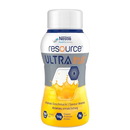 Nestlé Resource ULTRA Fruit Ananas 6x200ml - Mahlzeitenersatz & Diät-Drinks, hochkalorisch und fettfrei, ideal für Diabetiker und zur Unterstützung bei Dialysebehandlungen.
