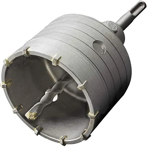 Bohrkrone 82mm mit SDS Plus Adapter und Zentrierbohrer – Steckdosenbohrer und Lochsäge für Unterputzdosen in Beton, Mauerwerk, Ziegel – Hammerschlagfest Hohlbohrkrone für Bohrhammer GRAFF