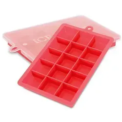 Intirilife 2x Eiswürfelformen in ROT – 2er Set à 15 Fächer Eiswürfel Silikonformen mit Deckel – Flexibler Eiswürfelbehälter Verschließbar f