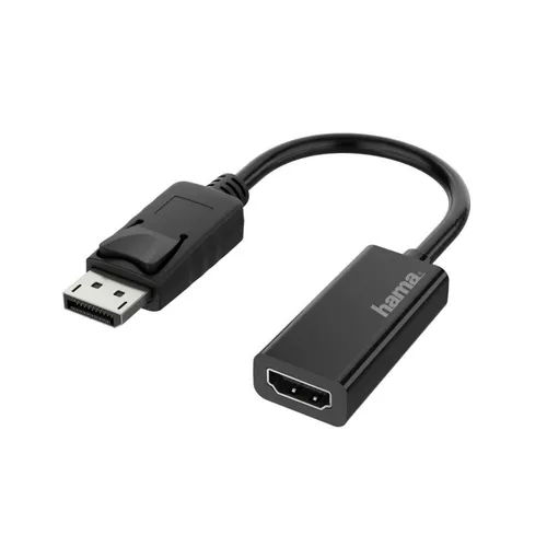 Hama 00200335 DisplayPort zu HDMI Adapter - schwarzer TV-Adapter mit UK-Stecker für optimale Bildübertragung