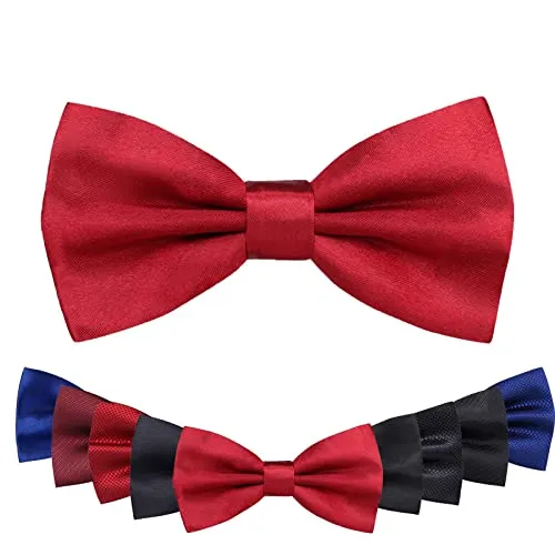 EHIOG Fliege Herren, Klassisch Verstellbar, Formale klassische vorgebundene Fliege, Bräutigam Blumenmädchen Hochzeit Abend Kostüm Zubehör (Weinrote Farbe)