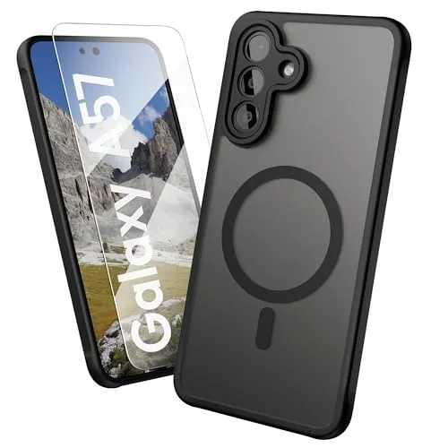 Oakshield Hülle für Samsung Galaxy A57 5G Hülle - Handyhülle [kompatibel mit MagSafe] - TPU Schutzhülle [robuster Fallschutz] - Mit [Schutzglas] - Case Schwarz