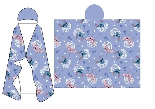 DISNEY - Stitch & Angel - Hooded Blanket 120x150cm - Gemütliche Kapuzen-Decke im Disney Stitch & Angel Design, perfekt für gemütliche Abende und ein tolles Geschenk für Fans!