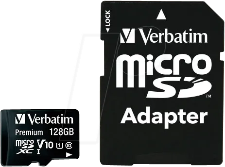 VERBATIM MicroSDXC Card Premium 128 GB mit Adapter - Speicherkarten, leistungsstark mit 128 GB und Klasse 10, ideal für Smartphones und Kameras. Inkl. Adapter für einfaches Auslesen am PC.