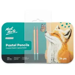 Mont Marte Pastellstifte Set 24 Farben – Hochpigmentierte Künstlerstifte mit 4mm Mine für kreative Projekte - Vielfältiges Set mit 24 hochpigmentierten Pastellstiften in einer robusten Metallbox. Ideal für präzise Details und sanfte Farbverläufe. Perfekt für Künstler, die ihre Kreativität entfalten möchten.