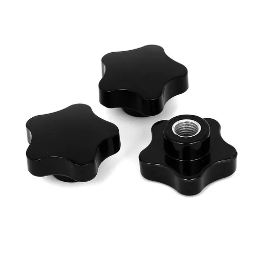 3Stk. M16mm Innengewinde 65mm Dmr. Sterngriff Rändelmutter Schwarz
