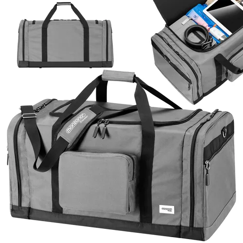 DeubaXXL DE Reisetasche Anthrazit 90L – Viel Platz für jeden Anlass - Geräumige 90L Reisetasche von MONZANA® mit cleverer Aufteilung für Kleidung und Zubehör. Ideal für Reisen oder Fitness, ausgestattet mit stabilen Griffen und verstellbarem Schultergurt.