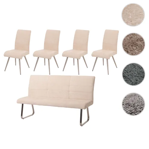 Esszimmer-Set HWC-G55, 4er-Set Stuhl + Sitzbank 180cm von Mendler