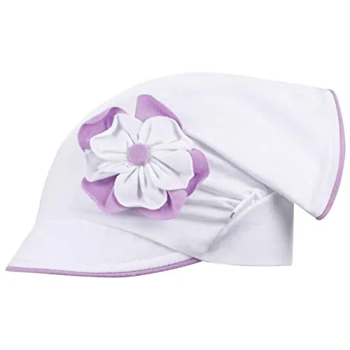 Smarilla Mädchen Mütze Schirmmütze Kopftuch Schildmütze Sommer Baumwolle, Größe: 50-52, Farbe: Weiß-Lila