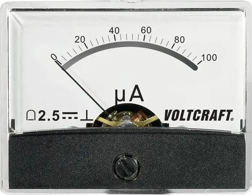 VOLTCRAFT AM-60X46/100µA/DC Einbau-Messgerät - Elektrische Messgeräte mit präziser Analoganzeige für DC-Strom bis 100µA, ideal für den professionellen Einsatz im Schaltanlagenbau.