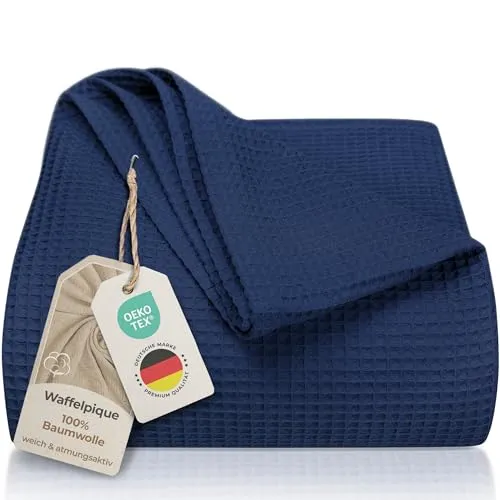 LAYNENBURG Premium Tagesdecke 180 x 220 cm in blau von LAYNENBURG