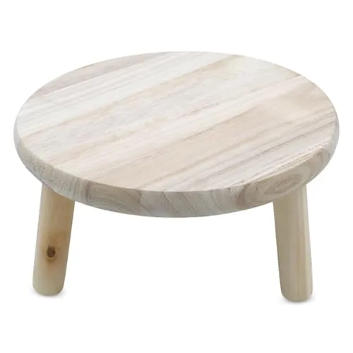 Spetebo Holz Blumenhocker Natur mit 3 Beinen - 29 x 15 cm - Massivholz Pflanzenständer rund naturbelassen - Dekohocker Blumenständer Pflanzenpodest Blumenteller Mini Beistelltisch
