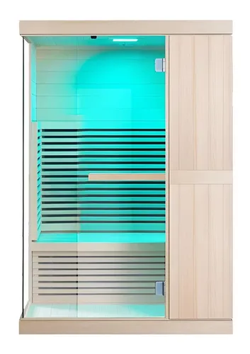 Infrarot-Sauna für 2 Personen mit roter Lichttherapie - Moderne Infrarot-Wärmekabine aus hochwertigem Massivholz, ideal für entspannende Momente zu zweit. Mit Carbon-Heizern für effiziente Wärme und einer Höhe von 196 cm.