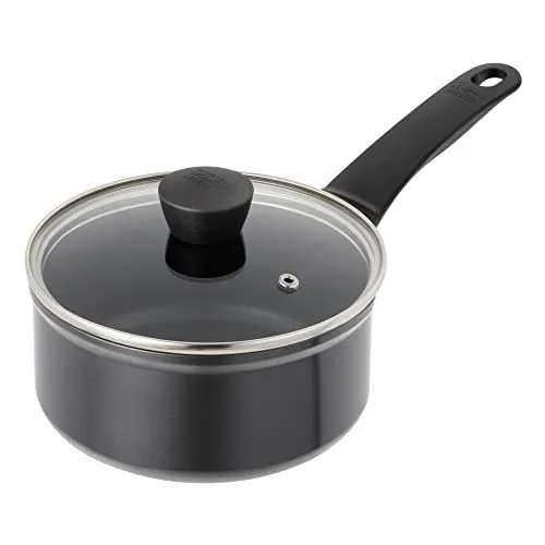 KUHN RIKON Easy Induction Stielkasserolle aus Aluminium mit Antihaftbeschichtung, 2,2 Liter/18 cm, Schwarz
