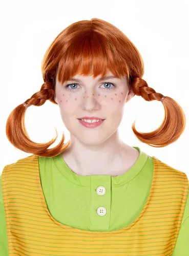 Maskworld Kostüm-Perücke Pippi Langstrumpf Perücke - Faschingskostüm Zubehö, Offizielle, äußerst realistische Pippi Perücke für Erwachsene