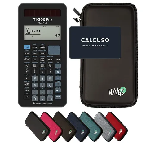 TI-30X Pro MathPrint inkl. WYNGS Schutztasche Schwarz - Wissenschaftlicher Taschenrechner - Wissenschaftlicher Taschenrechner mit MathPrint-Funktion, inklusive praktischer Schutztasche für optimalen Schutz und Mobilität.