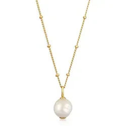 Elli Premium Perlenkette Süßwasserzuchtperle Kugelkette 925 Silber goldfarben