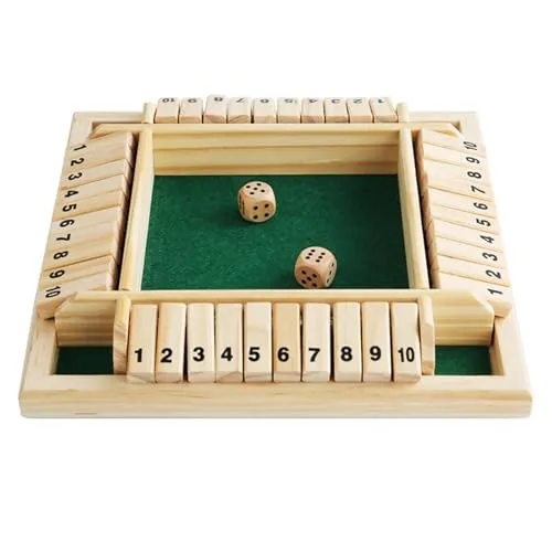 ZHITENG Shut The Box Spiel – Klassisches Holz Würfelspiel für 2-4 Spieler