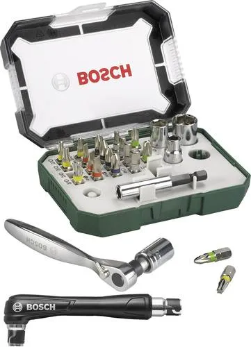 Bosch Accessories Promoline 2607017392 Bit-Set 27teilig Schlitz, Kreuzschlitz Pozidriv, Kreuzschlitz Phillips, Innen-Sechskant