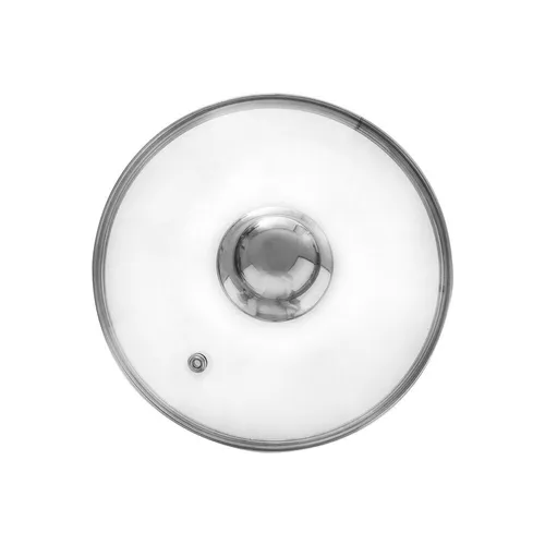 Glasdeckel mit Edelstahlgriff O 14 cm - Topfdeckel - Hochwertiger Glasdeckel mit Edelstahlgriff und Dampfaustrittsöffnung, ideal zum energieeffizienten Kochen und für alle gängigen Töpfe und Pfannen. Hitzebeständig bis 200 °C, Durchmesser 14 cm.