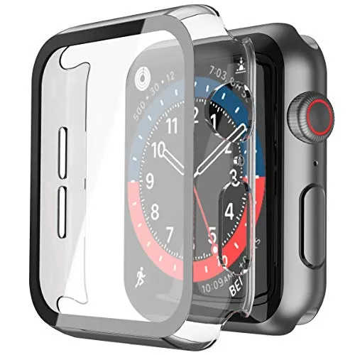 Misxi Transparent Hard Hülle Mit Glas Displayschutz Kompatibel mit Apple Watch SE 3 (2025) / SE2/ SE/Series 6 / Serie 5 / Series 4 40mm, 2-Stück