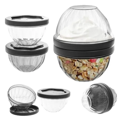 KADAX Müslibecher To Go 700 ml, Joghurtbecher aus Kunststoff mit 2 separaten Fächern für Müsli und Joghurt, Becher für Frühstück zum Mitnehmen