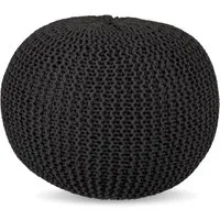 Boho Pouf Hocker Strick - Sitzpouf in Dunkelgrau - Stylischer Strickpouf für den Innenbereich, ideal als Sitzgelegenheit oder Fußschemel. Mit seinen kompakten Maßen von 46 x 33 cm passt er perfekt in jedes Zimmer.