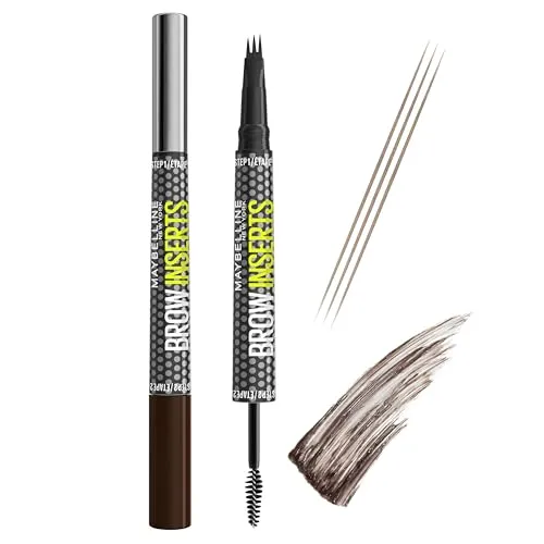 Maybelline New York Brow Inserts 2-in-1 Augenbrauenstift & Gel, Ash Brown 4.5 - Für füllige und definierte Augenbrauen: Der Maybelline 2-in-1 Stift mit Mikro-Spitze und Faser-Gel sorgt für präzise Konturen und ein volles Aussehen. Wasserfest und bis zu 36 Stunden haltbar – ideal für jeden Anlass.