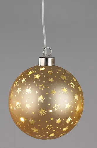 Formano LED - Hängende Weihnachtskugel in Champagner mit Timer - Christbaum- & Feiertagsschmuck, elegante 10cm Kugel aus Glas mit Timer-Funktion für stimmungsvolle Weihnachtsbeleuchtung.