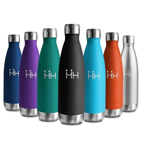 Isolierflasche 500ml, Trinkflasche Edelstahl BPA-Frei, Thermosflasche Auslaufsicher, Trinkflasche Kohlensäure Geeignet, Wasserflasche für Schule, Fitness, Gym, Erwachsene, Büro, Sprudel, Camping