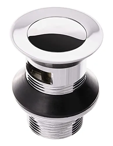 Sanitop-Wingenroth Pop-Up-Ventil | verschließbar durch Drücken | für Waschbecken mit Überlauf | chrom | rund | Standard-Anschluss: 1 1/4 | 80 mm Schaftlänge | Stopfen: Ø 38 mm | Metall | 22553 3