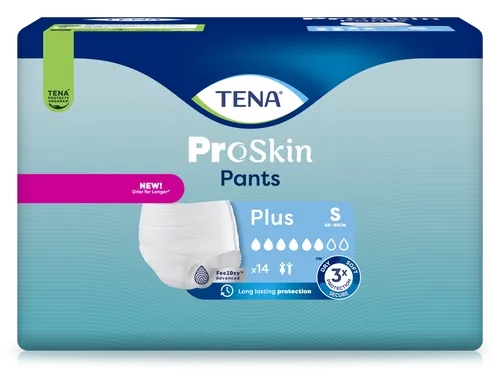 TENA ProSkin Pants Plus S - 56 Stück - Inkontinenzeinlagen für mittlere bis schwere Blasenschwäche, mit Odour Control und atmungsaktiver Außenfolie für maximalen Komfort und Diskretion.