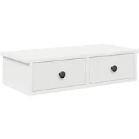 vidaXL Wandregal mit Schubladen Weiß 60x25x15 cm - Nachttisch aus Holzwerkstoff, langlebig und feuchtigkeitsbeständig, ideal für praktischen Stauraum und dekorative Präsentation.