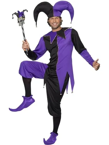 Medieval Jester Costume (M) in lila von Smiffys
