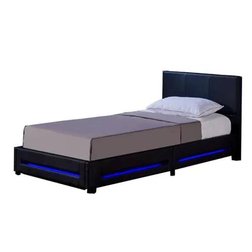 Home Deluxe LED Bett Asteroid - Dunkelgrau, 180 x 200 cm - Modernes Polsterbett mit LED-Beleuchtung für eine gemütliche Atmosphäre, inkl. Lattenrost – ideal für stilvolle Schlafzimmer und perfekte Nachtruhe.
