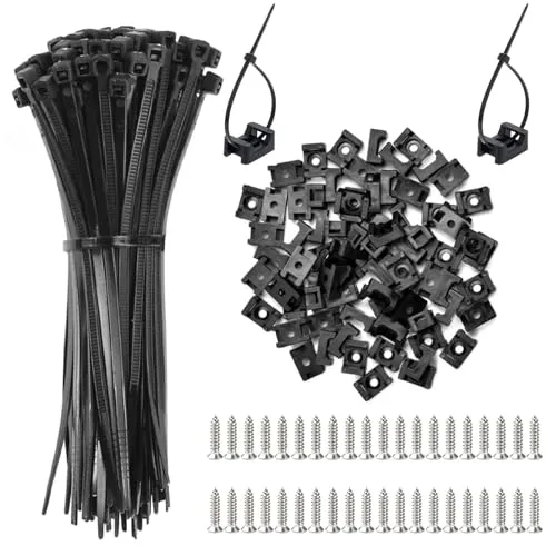 Stück Kabelbinderhalter, Kabelbinder Set mit 120 Schrauben, Kabelhalter Schraubbar Kabelbinder Befestigung, Schwarz Nylon Sattelhalterung Halterung Kabelmanagement, Kabelschellen für Hause Büro 120