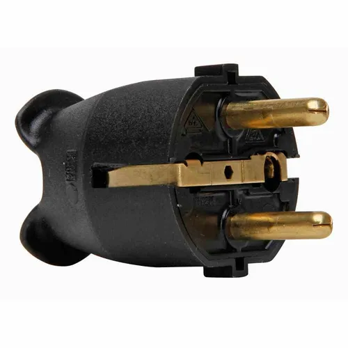 Kopp SB Kunststoff-Schutzkontakt-Stecker zentrale Einführung, schwarz