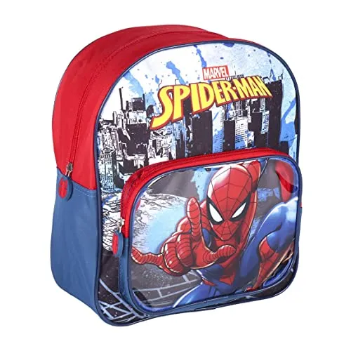 Jungen Kleiner Kindergartenrucksack mit Spiderman Design-Transparente Vortasche und Verstellbare Gepolsterte Griffe Rucksack, Rot