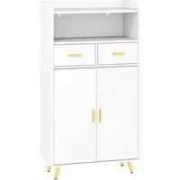 Costway Mehrzweckschrank mit Doppeltür und 2 Schubladen in Weiß