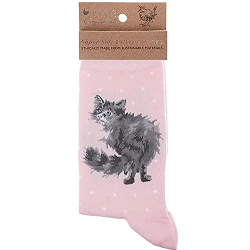 Wrendale Designs Socken, schöne Katze, Rosa