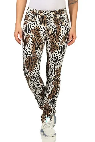 Jewelly Damenjeans im Skinny Style Boyfriends Hüftjeeans Jeans Hose Röhre in aktuellen Farben 57 (42, Tiger 61)