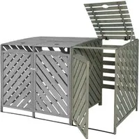 Proregal XL 1er-/2er-Mülltonnenverkleidung Erweiterung HxBxT 120x68x98 cm Grau Mülltonnenbox Mülltonnenabdeckung Holz