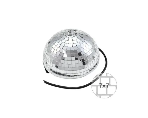 SATISFIRE 20cm Halb-Spiegelkugel mit Motor - Silber - Hochwertige 20cm Halb-Spiegelkugel mit integriertem Motor für beeindruckende Lichtspiele. Ideal für Tanzschulen, Clubs und Events. Einfache Deckenmontage, robuste Verarbeitung und hoher Reflexionsgrad sorgen für perfekten Diskoeffekt.