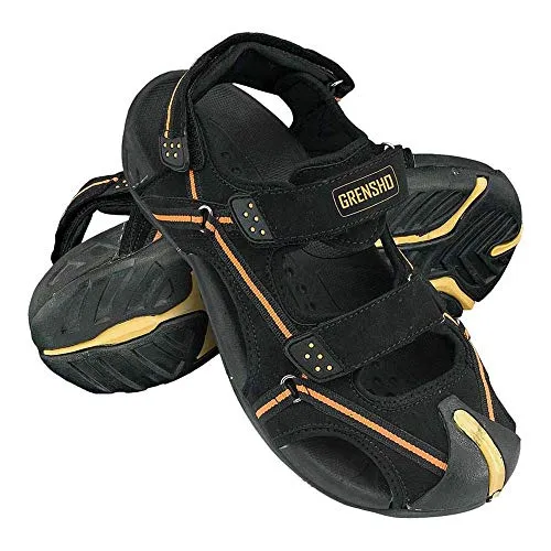 Reis Bksbreak_Bp44 Grensho Männersandalen, Schwarz-Orange, Größe 44 - Wanderschuhe mit verstellbarem Klettverschluss, leicht und bequem, für optimalen Tragekomfort und besseren Halt auf jedem Terrain.